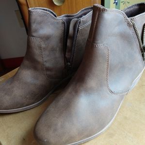 Brown Zipper Ankle Boots